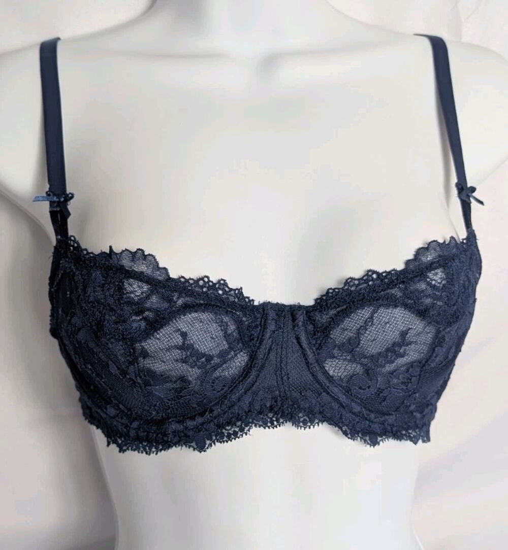 Victorias Secret Dream Angels Push Up Without Padding Balconette Bra Navy 32C